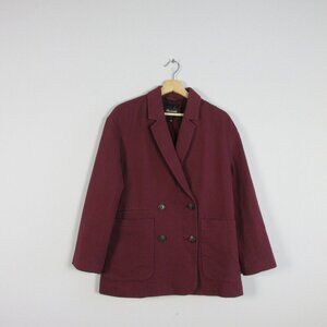 Madewell Women's Double Breasted Cotton Blazer Office Business Work Maroon S 590